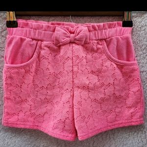 Girls Solid Knit Lace Front Pull-On Shorts